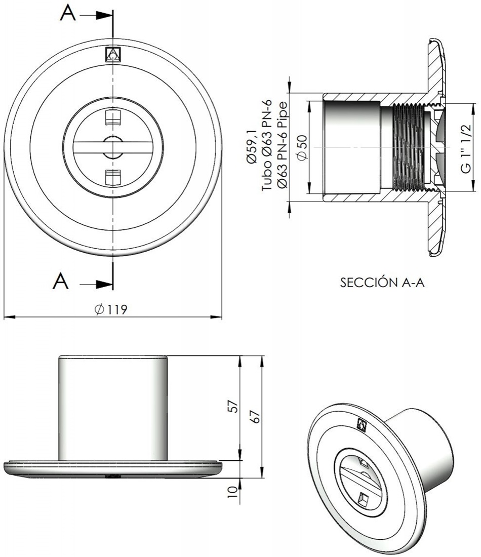 Mlaznica usisna za beton 2″ vanjski navoj - Slika 2