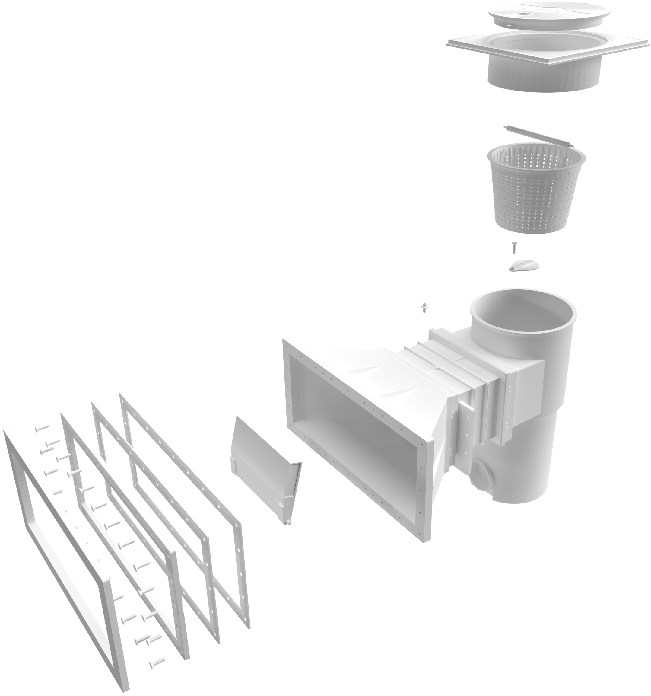 Skimer s velikim otvorom, za bazene s folijom, bijeli - Slika 2